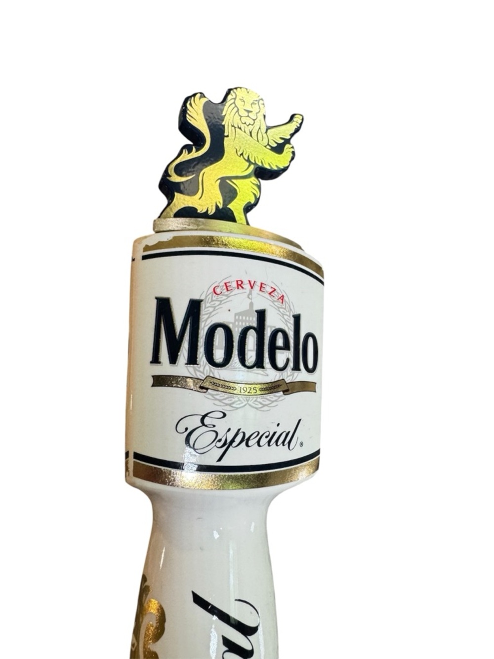 Modelo Especial Beer Tap Handle With Lion Topper  13.5” Paint Chipped - Picture 4 of 7